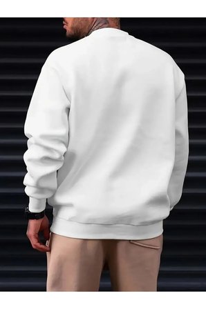 Unisex Yön Gösteren Pusula Tasarım Baskılı Bisiklet Yaka Sweatshirt
