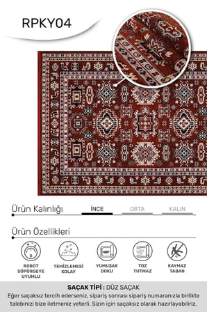 ANATOLIA HALI MİRAS -Kiremit -Oturma Odası, Salon-Kaymaz Taban - Kolay Temizlenebilir