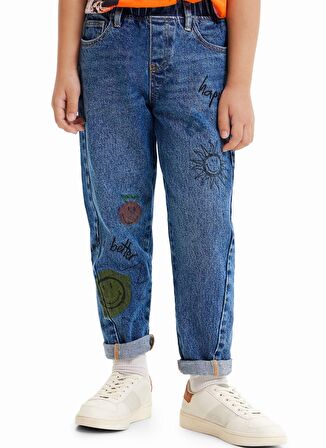 Desigual Normal Bel Açık Mavi Erkek Çocuk Denim Pantolon 23SBDD02