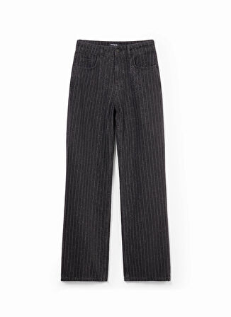 Desigual Yüksek Bel Geniş Paça Standart Siyah Kadın Denim Pantolon 24WWDD58