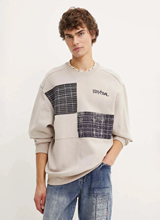 Desigual Bisiklet Yaka Gri Erkek Sweatshırt Desigual 24WMSK09 Gri Sweatshirt