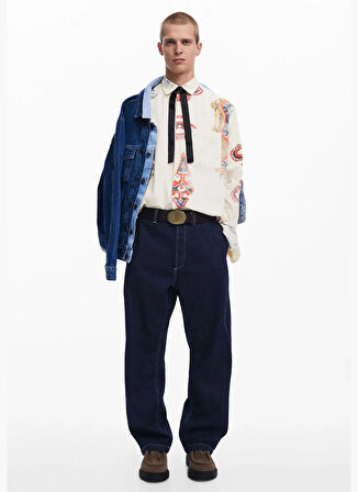 Desigual Regular Fit Krem Erkek Gömlek 25SMCW14_MAN WOVEN SHIRT LONG SLEEV