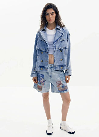 Desigual Mavi Kadın Denim Ceket 25SWED57