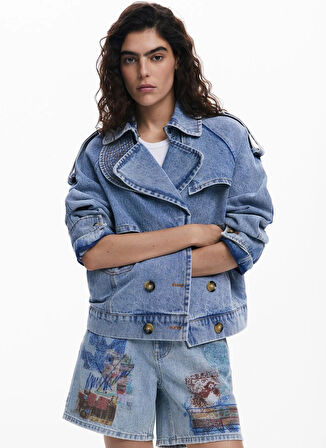 Desigual Mavi Kadın Denim Ceket 25SWED57