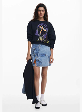 Desigual Denim Etek, M, Mavi
