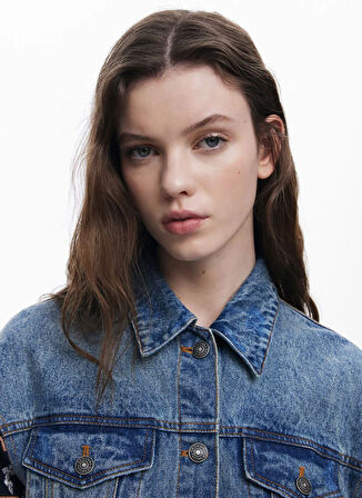 Desigual Mavi Kadın Denim Ceket 25SWED59