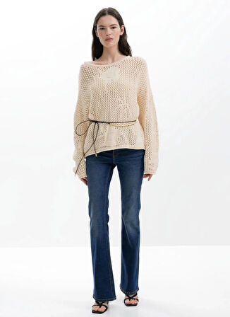 Desigual Bisiklet Yaka Normal Desenli Bej Kazak Kadın 25SWJF26