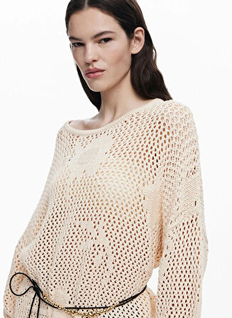 Desigual Bisiklet Yaka Normal Desenli Bej Kazak Kadın 25SWJF26