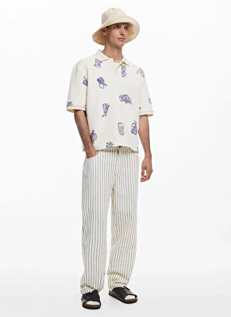 Desigual Normal Bel Regular Fit Beyaz Erkek Chino Pantolon 25SMPW12_PANT_LILIS