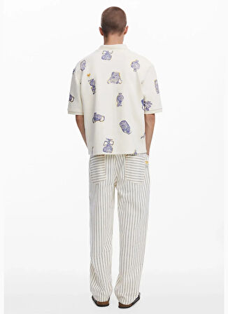Desigual Normal Bel Regular Fit Beyaz Erkek Chino Pantolon 25SMPW12_PANT_LILIS