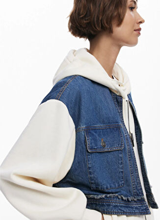 Desigual Düz Beyaz - Mavi Kadın Sweatshırt 25WWSK06