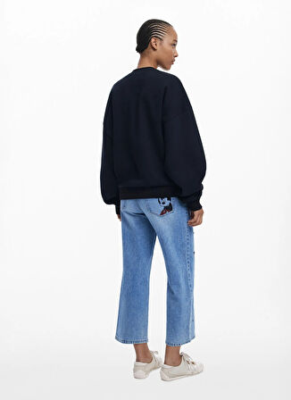 Desigual Yuvarlak Yaka Desenli Siyah Kadın Sweatshırt 25WWSK14