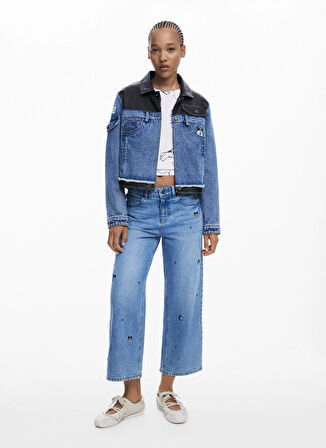 Desigual Mavi - Siyah Kadın Denim Ceket 25WWED16