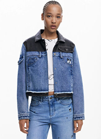 Desigual Mavi - Siyah Kadın Denim Ceket 25WWED16