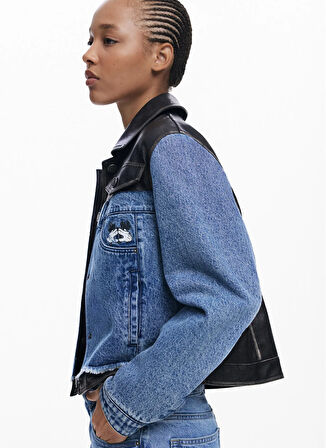 Desigual Mavi - Siyah Kadın Denim Ceket 25WWED16