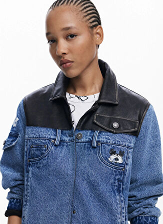 Desigual Mavi - Siyah Kadın Denim Ceket 25WWED16