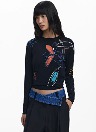 Desigual Yüksek Bel Standart Siyah Kadın Pantolon 25WWPW03