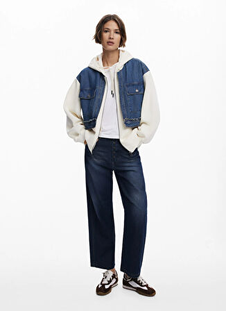 Desigual Düz Beyaz - Mavi Kadın Sweatshırt 25WWSK06