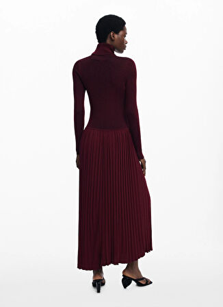 Desigual Balıkçı Yaka Düz Bordo Uzun Kadın Elbise 25WWVF09