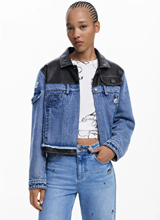 Desigual Yüksek Bel Düz Paça Standart Mavi Kadın Denim Pantolon 25WWDD17