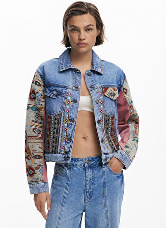 Desigual Mavi Kadın Denim Ceket 25WWED10