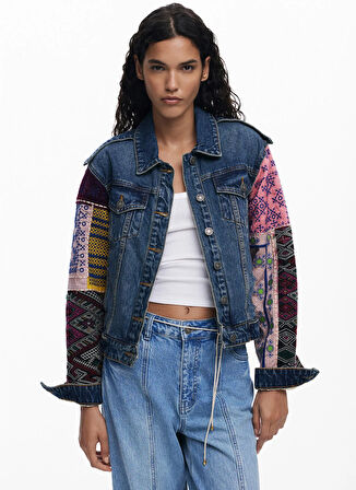 Desigual Koyu Mavi Kadın Denim Ceket 25WWED14