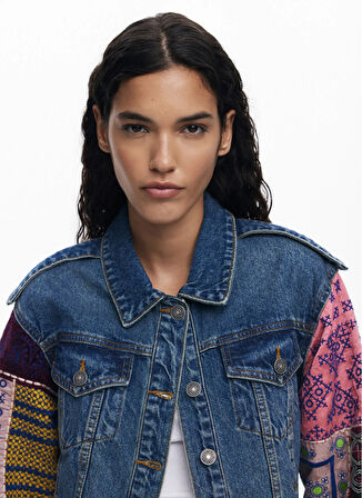 Desigual Koyu Mavi Kadın Denim Ceket 25WWED14