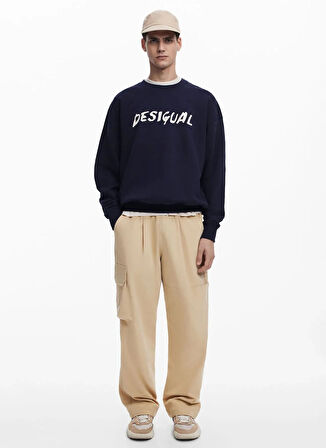 Desigual Bisiklet Yaka Lacivert Erkek Sweatshırt 25WMSK05_SWEAT_PHIL