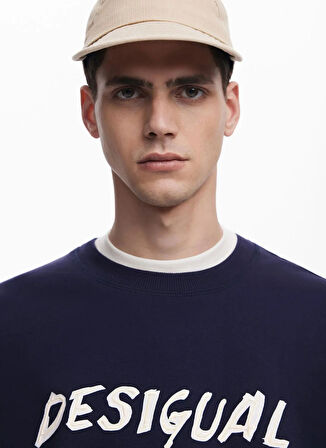 Desigual Bisiklet Yaka Lacivert Erkek Sweatshırt 25WMSK05_SWEAT_PHIL