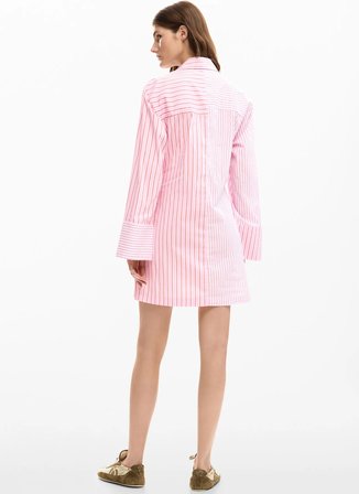 Desigual Pembe Kadın Gömlek Yaka Standart Fit Elbise 26SWVW01