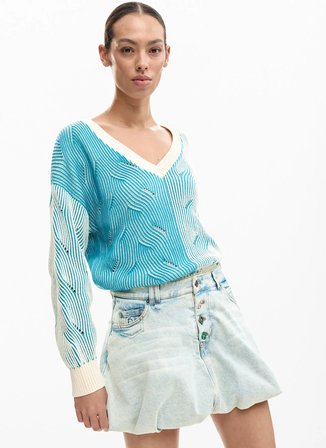 Desigual Mavi Kadın Denim Şort 26SWFD01