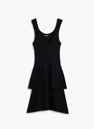 Desigual Siyah Kadın U Yaka Standart Fit Elbise 26SWVF03