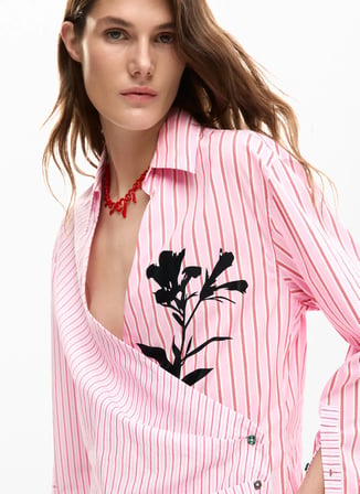 Desigual Pembe Kadın Gömlek Yaka Standart Fit Elbise 26SWVW01