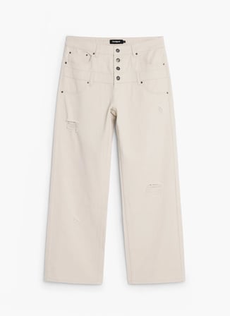 Desigual Beyaz Erkek Regular Fit Denim Pantolon 26SMPW01 PANT_BANANA NIGHT