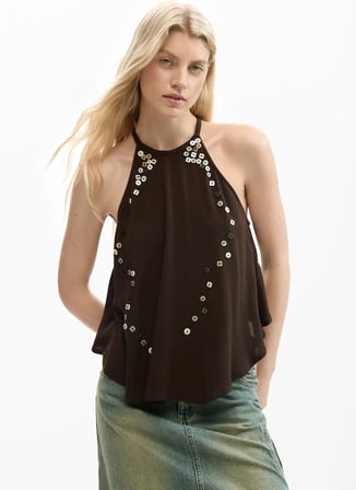 Desigual Kahverengi Kadın Standart Fit Bluz 26SWBW11