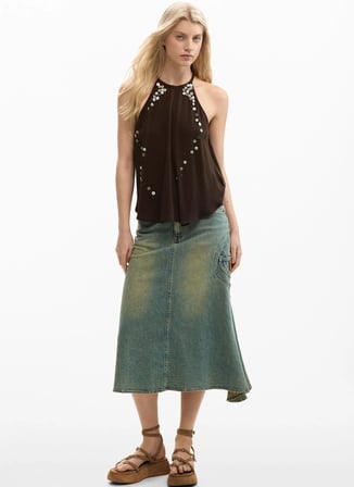 Desigual Kahverengi Kadın Standart Fit Bluz 26SWBW11