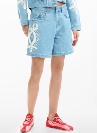 Desigual Yüksek Bel Standart Mavi Kadın Denim Şort 26SWDD45