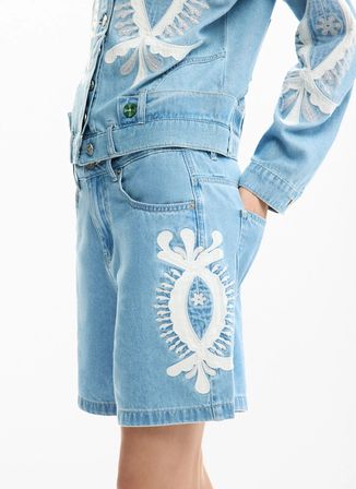 Desigual Yüksek Bel Standart Mavi Kadın Denim Şort 26SWDD45