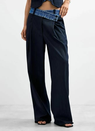 Desigual Lacivert Kadın Regular Fit Asimetrik Pantolon 26WWPW05