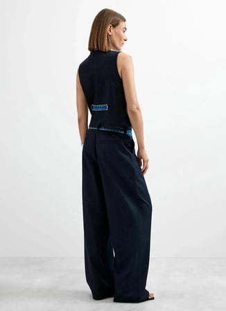 Desigual Lacivert Kadın Regular Fit Asimetrik Pantolon 26WWPW05