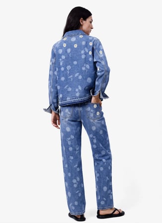 Desigual Mavi Kadın Straight Nakışlı Denim Pantolon 26WWDD25