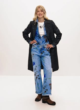 Desigual Siyah Kadın Regular Fit Desenli Kaban 26WWEW28