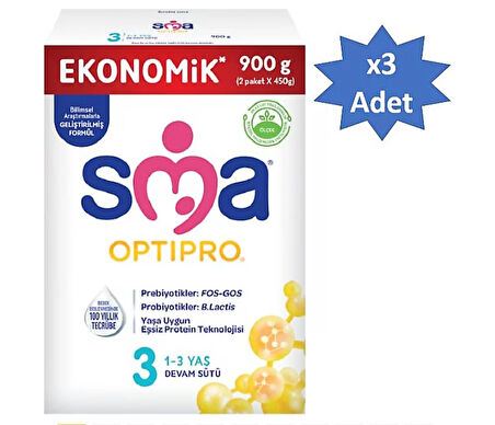 SMA Optipro 3 Probiyotik Devam Sütü 900 gr 3 Adet