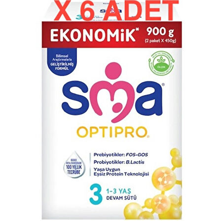 SMA Optipro 3 Devam Sütü 450 gr 2li X 6 Adet