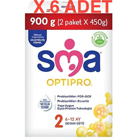 SMA Optipro 2 Devam Sütü 450 gr 2li X 6 Adet