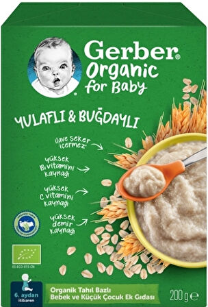 Gerber Organik Yulaflı  Buğdaylı Kaşık Maması 200g