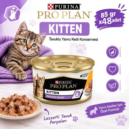 Pro Plan KITTEN Tavuklu Yavru Kedi Konservesi 85 gr*48 adet