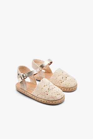 Conguitos Kız Çocuk Hasır Örme Ayakkabı 27-34 Numara Ekru