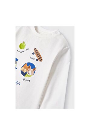 Mayoral Figürlü Sweatshirt Krem