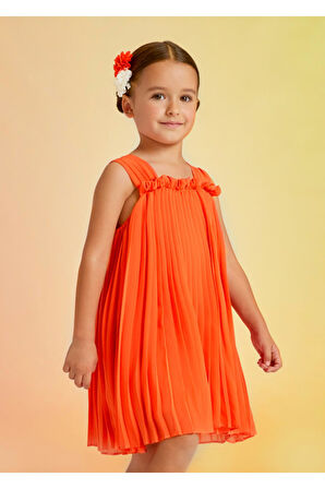 mayoral abel&lula piliseli şifon kız çocuk elbise